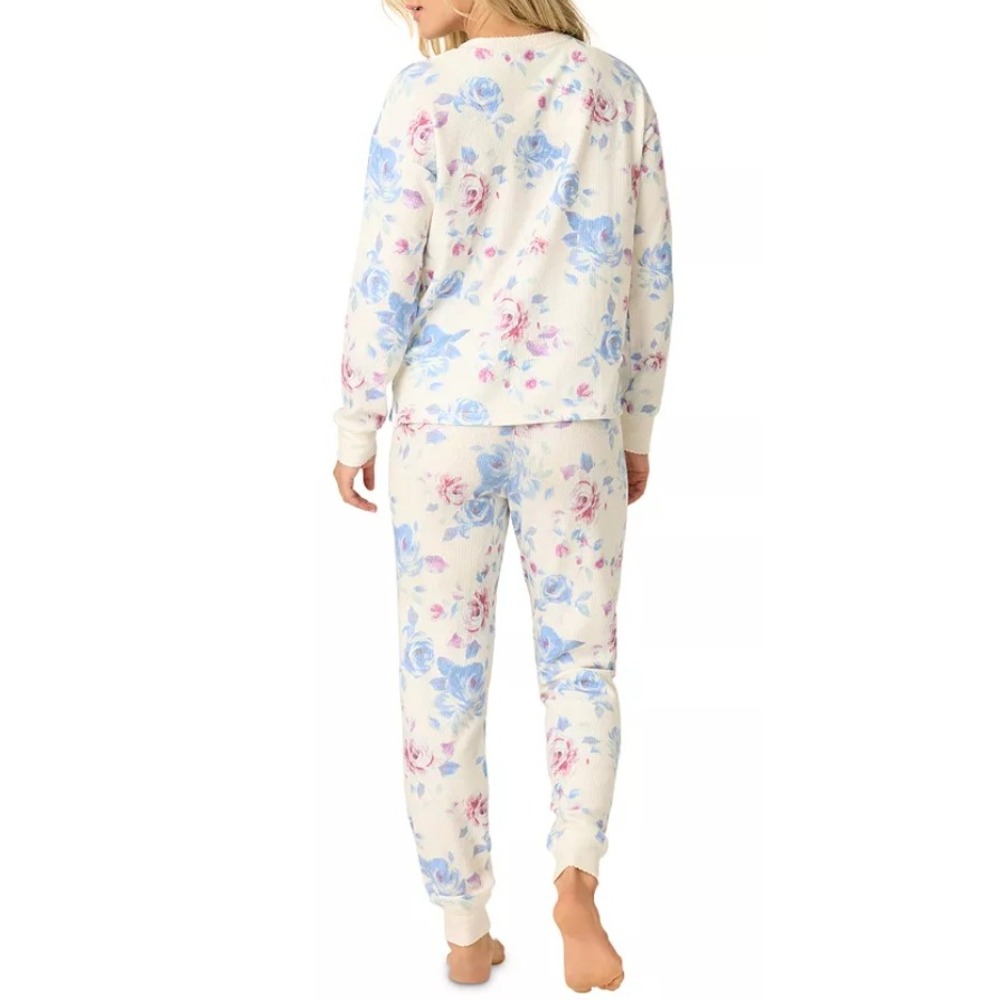 NWOT PJ Salvage Rodeo Rose Henley Pajama Set Natural Women Size Large Sleepwear